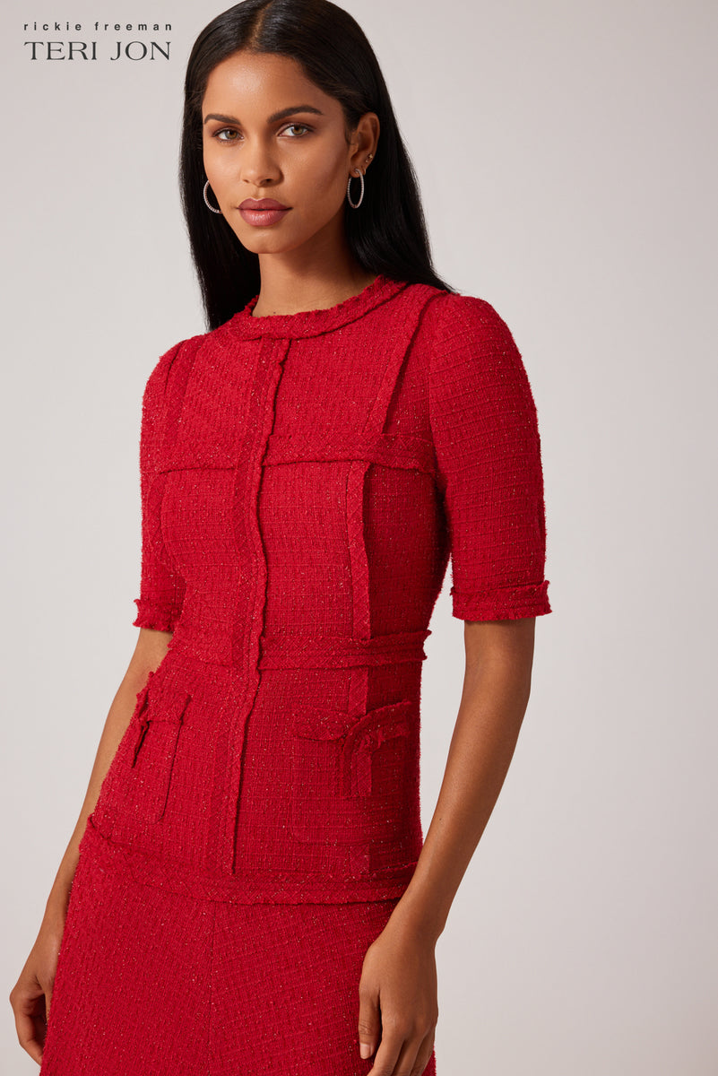 Tweed Dress with Metallic Trim