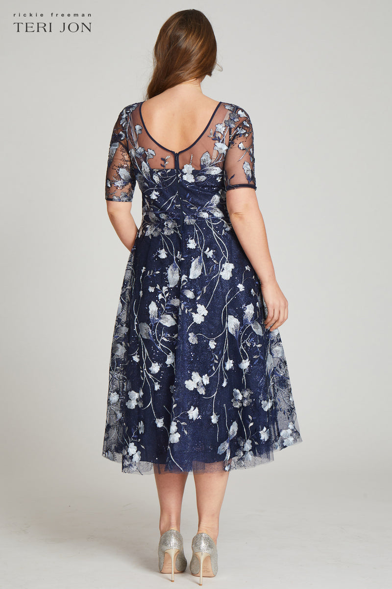 Embroidered Tea Length Dress Embroidered Tulle Tea-Length Dress Monique Lhuillier Embroidered Tea Length Dress Embroidered Tulle Tea-Length Dress Monique Lhuillier