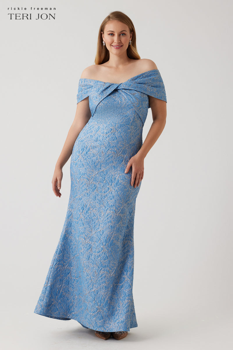 Jacquard Twist Bust Off Shoulder Mermaid Gown – Terijon.com