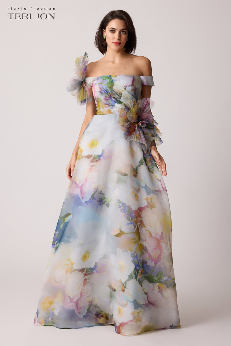 Hailey Red Halter Floral Maxi Dress | Romantic 3D Flower Gown main image 1