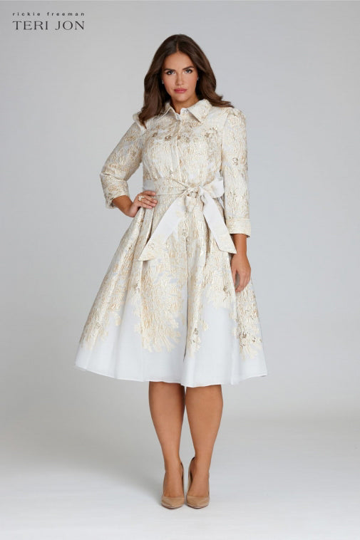 Metallic Jacquard Shirtdress | Teri Jon – Terijon.com Metallic Jacquard Shirtdress | Teri Jon – Terijon.com