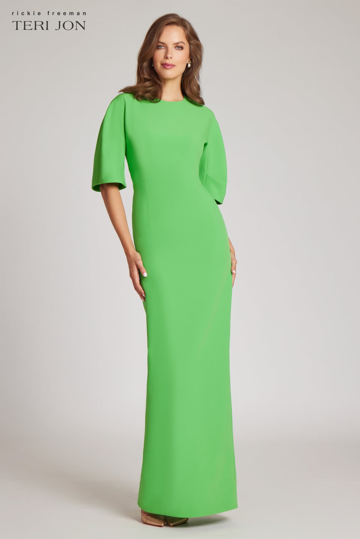 Teri Jon Green Dress Off The Shoulder Organza Floral Gown