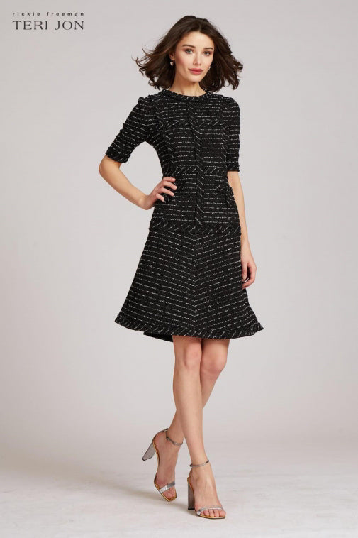 Tweed Dress with Metallic Trim