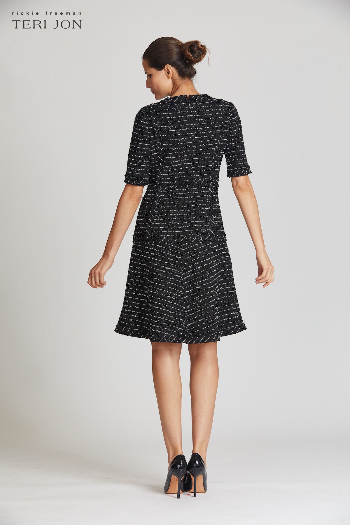 Tweed Dress with Metallic Trim –