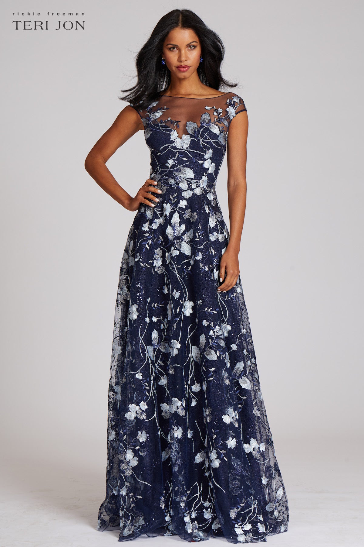 Blue Sequin Lace Gown – Trendy Divva