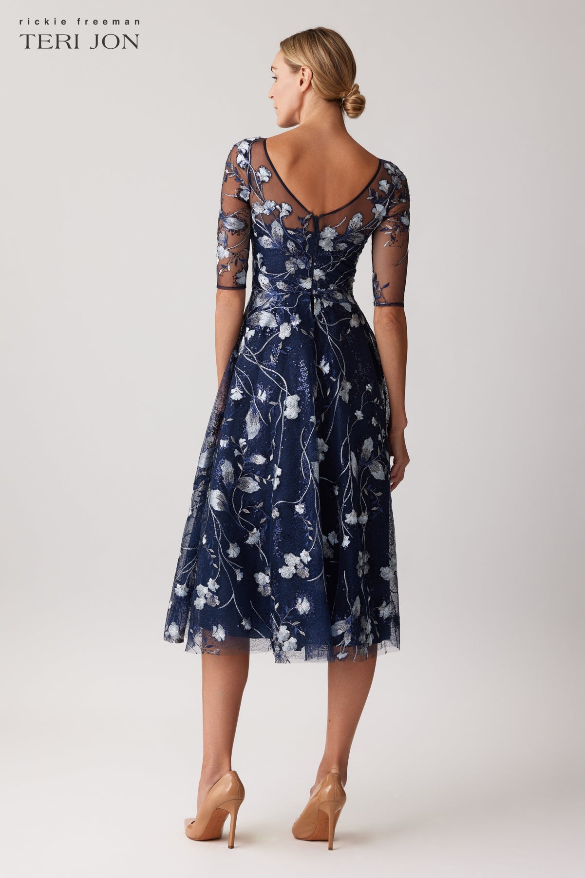 Embroidered Tea Length Dress Embroidered Tulle Tea-Length Dress Monique Lhuillier Embroidered Tea Length Dress Embroidered Tulle Tea-Length Dress Monique Lhuillier