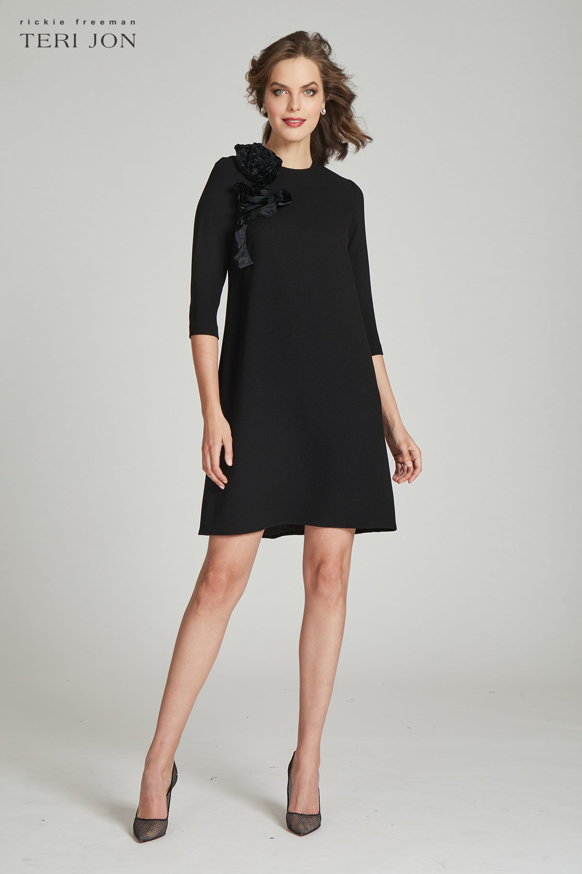 Crepe Cocktail Dress With 3D Flower