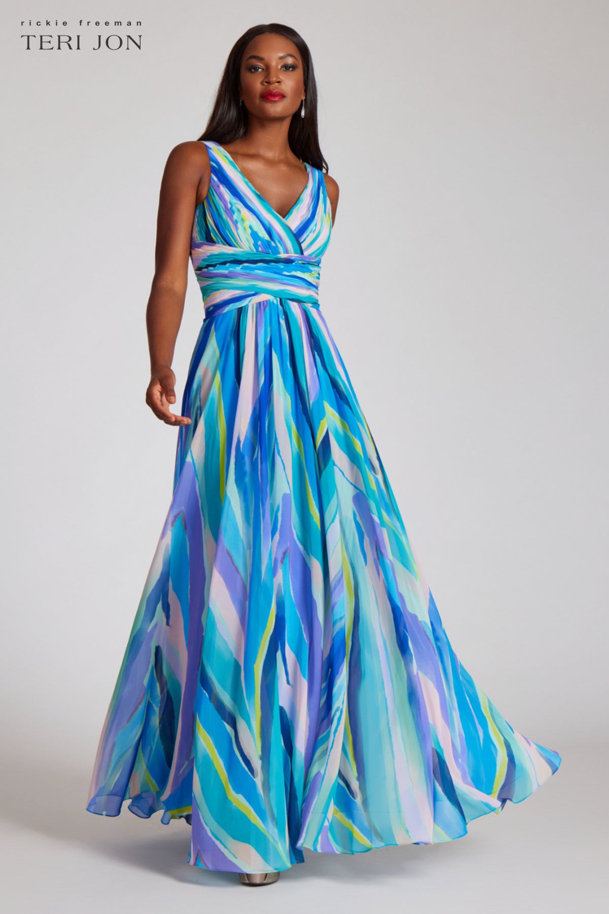 Scuba Gown with Chiffon Cape