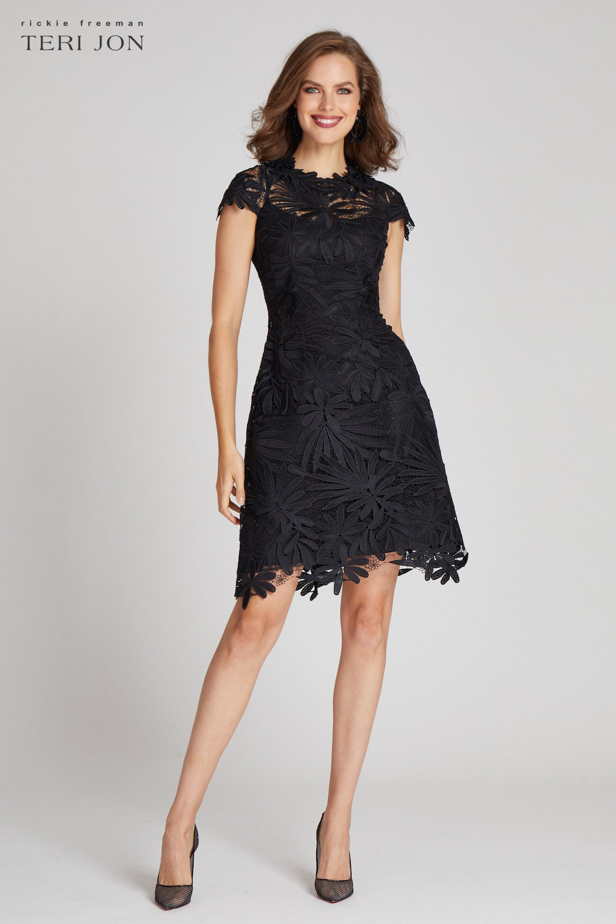 3D Lace Cap Sleeve Dress