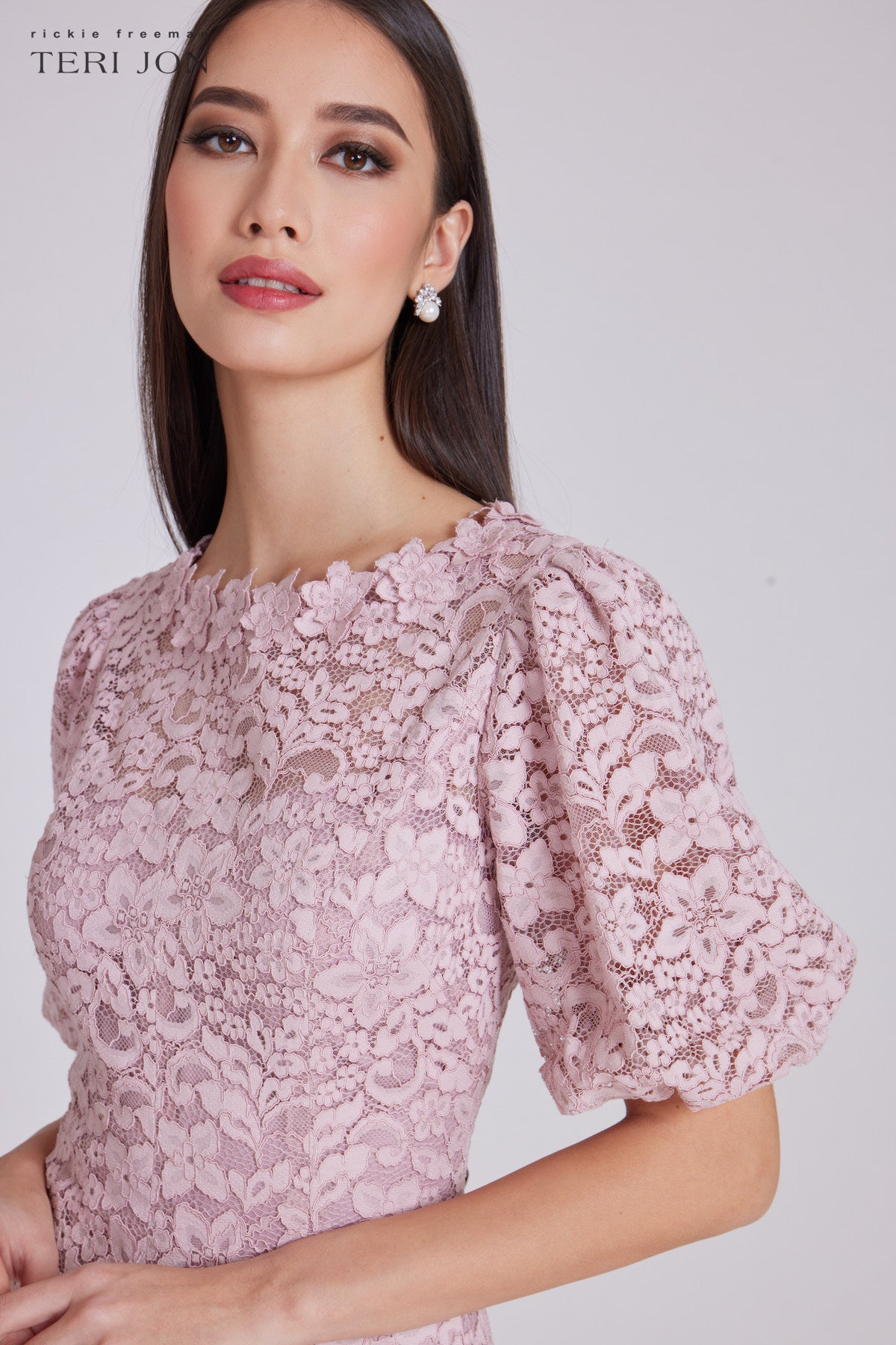 Embroided Lace Fit N Flare Puff Sleeve Dress Terijon