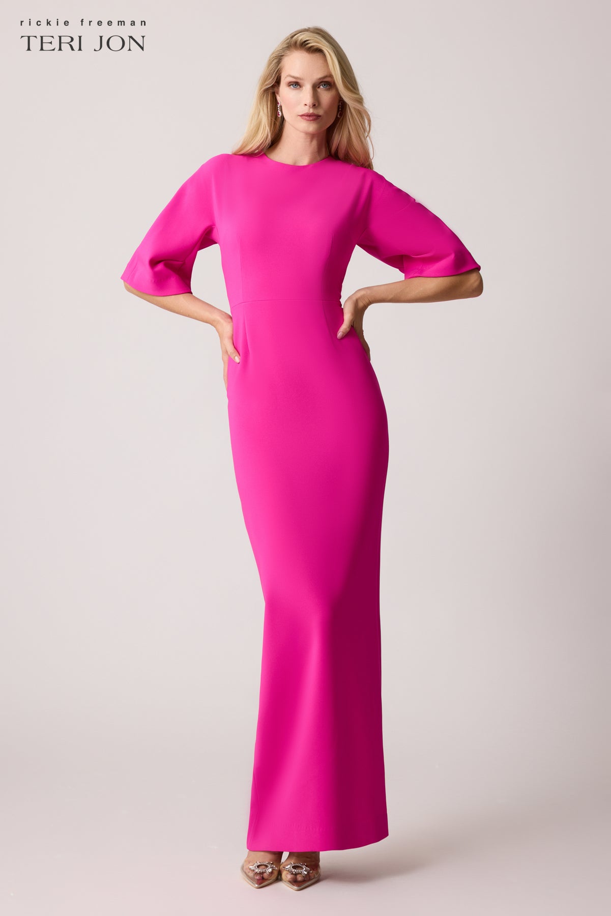 Crepe Fitted Sleeve Gown – Terijon.com