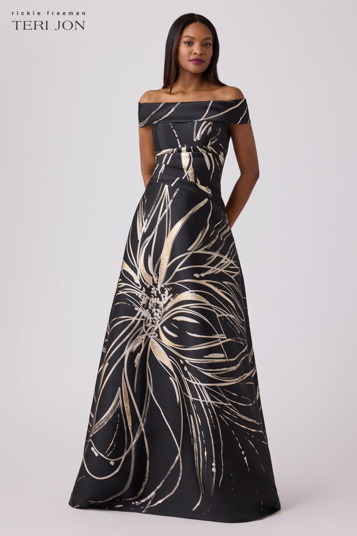 Teri jon black gown sales