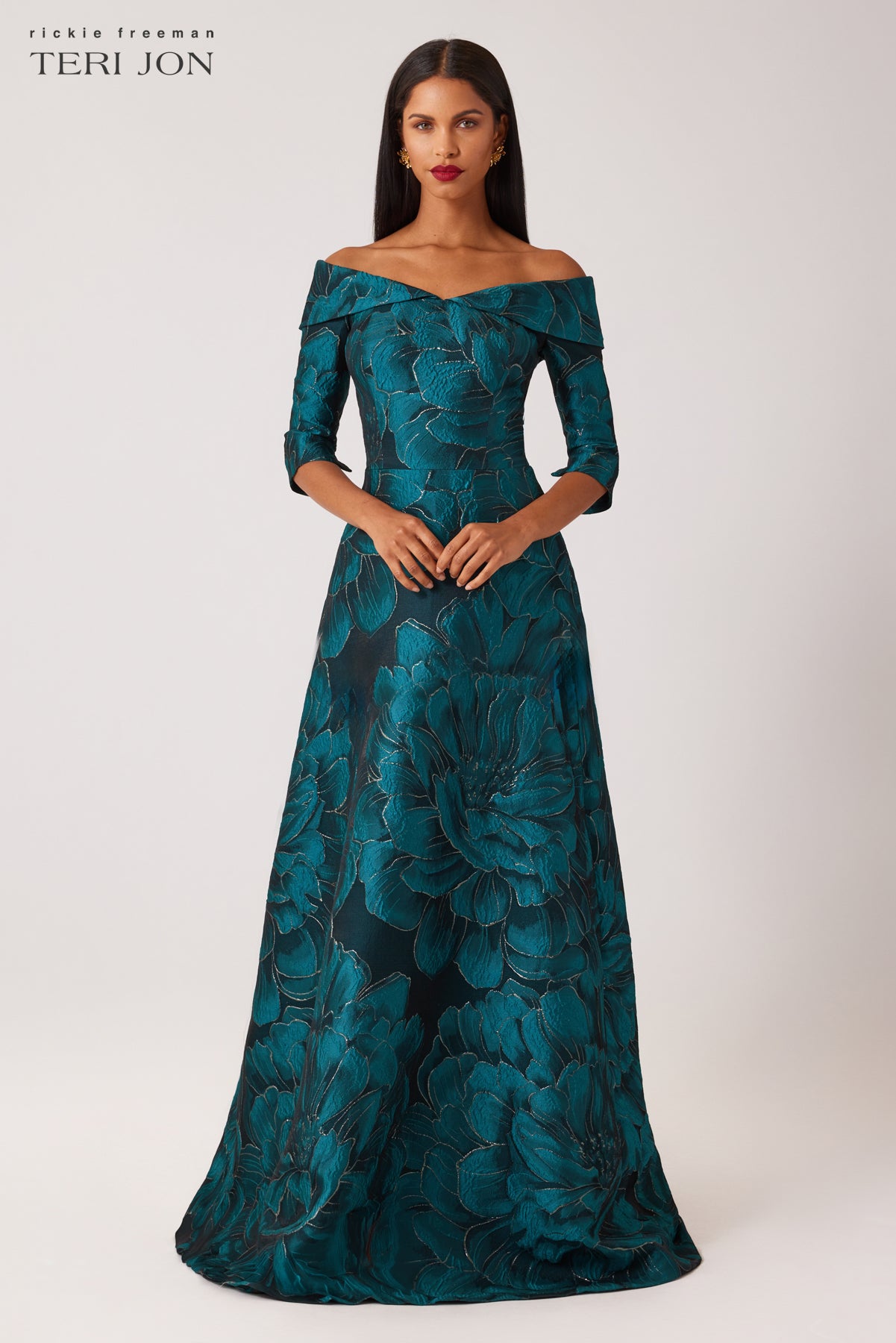 Jacquard A Line Formal Evening Skirt Gown Terijon