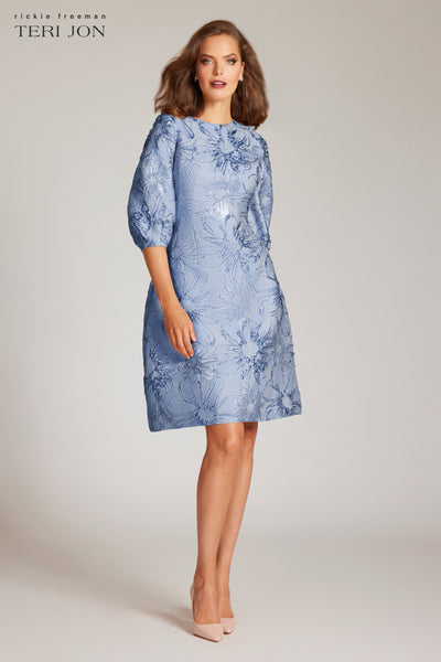 ワンピース [SORDI] Flower Jacquard Dress Gladys Floral Jacquard Short Sleeve Midi Dress | Over The Moon