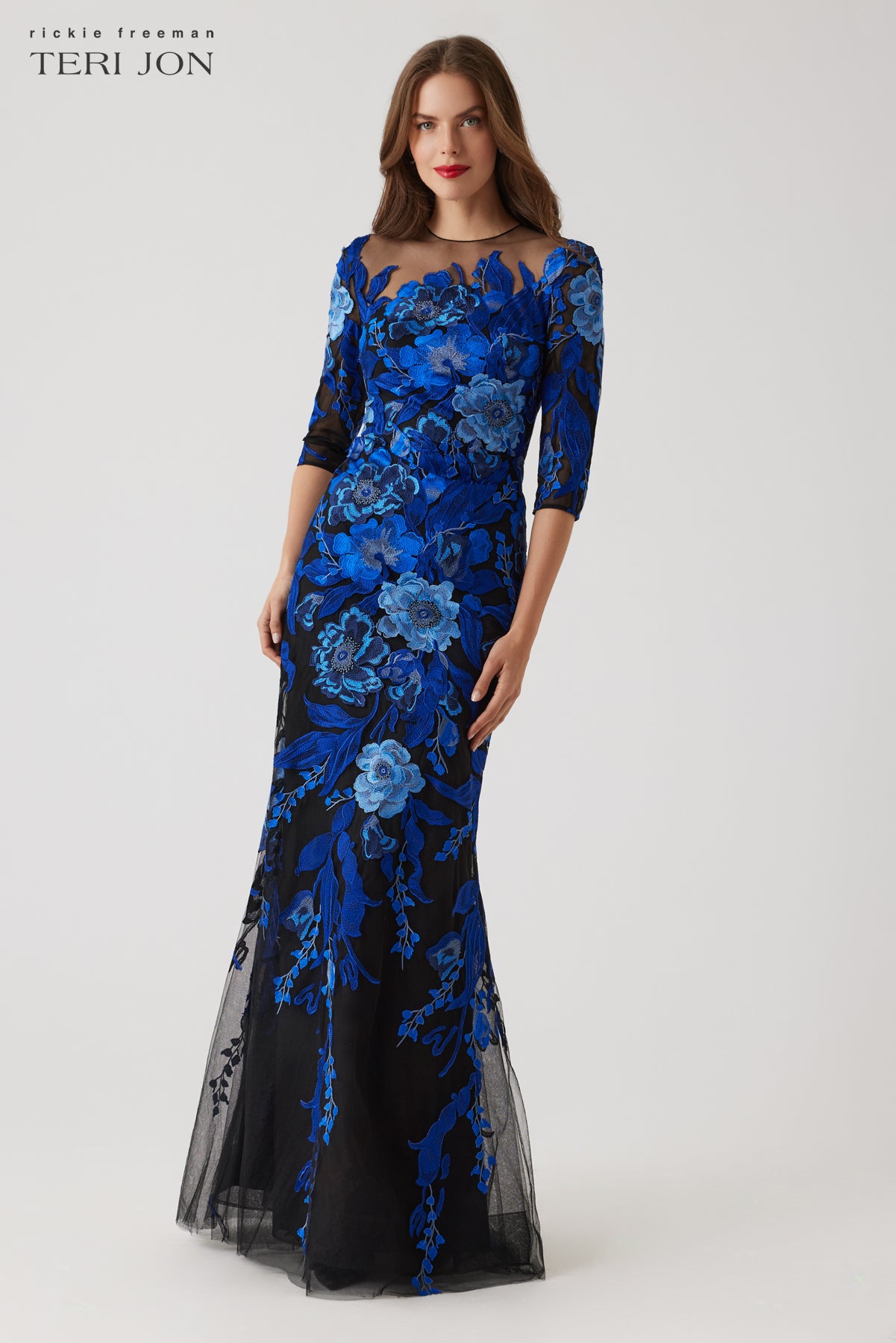 Floral Embroidered Tulle Gown Terijon.com Floral Embroidered Tulle Gown Terijon.com