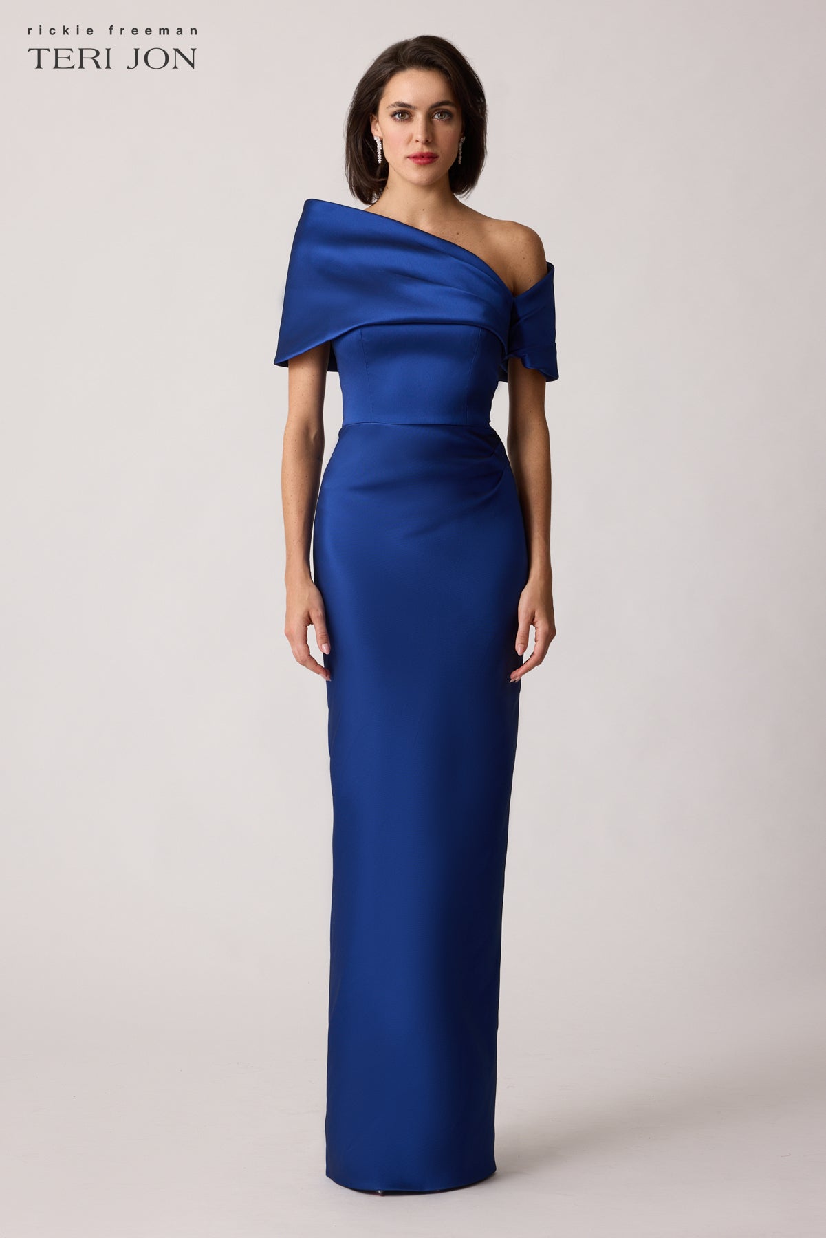 Teri Jon Stretch Mikado Asymmetrical Off Shoulder Cuff Gown Size 4 Teri Jon Stretch Mikado Asymmetrical Off Shoulder Cuff Gown Size 4