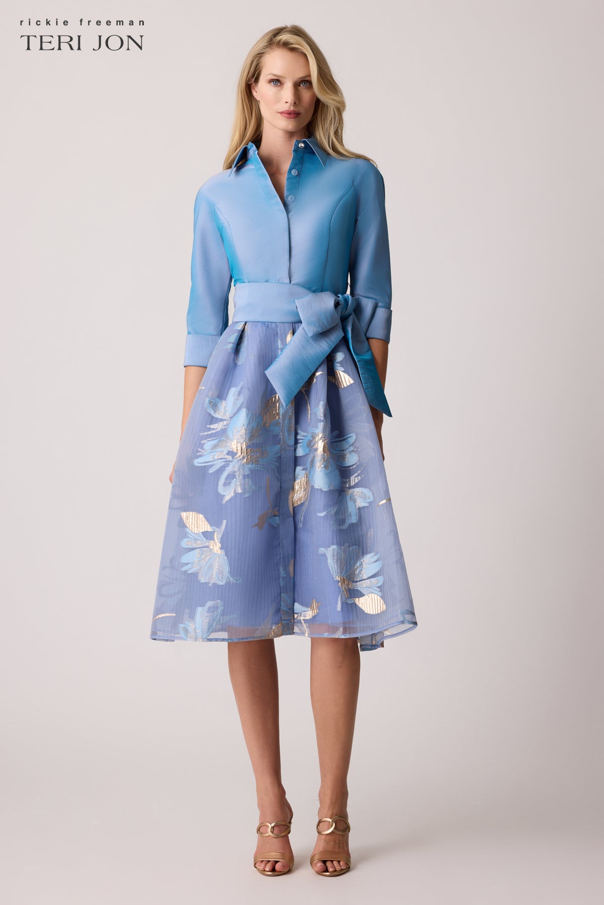 Floral Belted Taffeta Shirtdress – Terijon.com Floral Belted Taffeta Shirtdress – Terijon.com