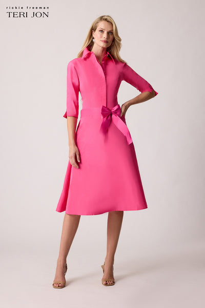 Taffeta Drop Waist Shirt Dress – Terijon.com Taffeta Drop Waist Shirt Dress – Terijon.com