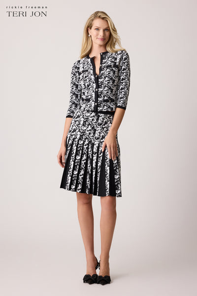 Double Knit Printed Jewel Button Cardigan Top – Terijon.com