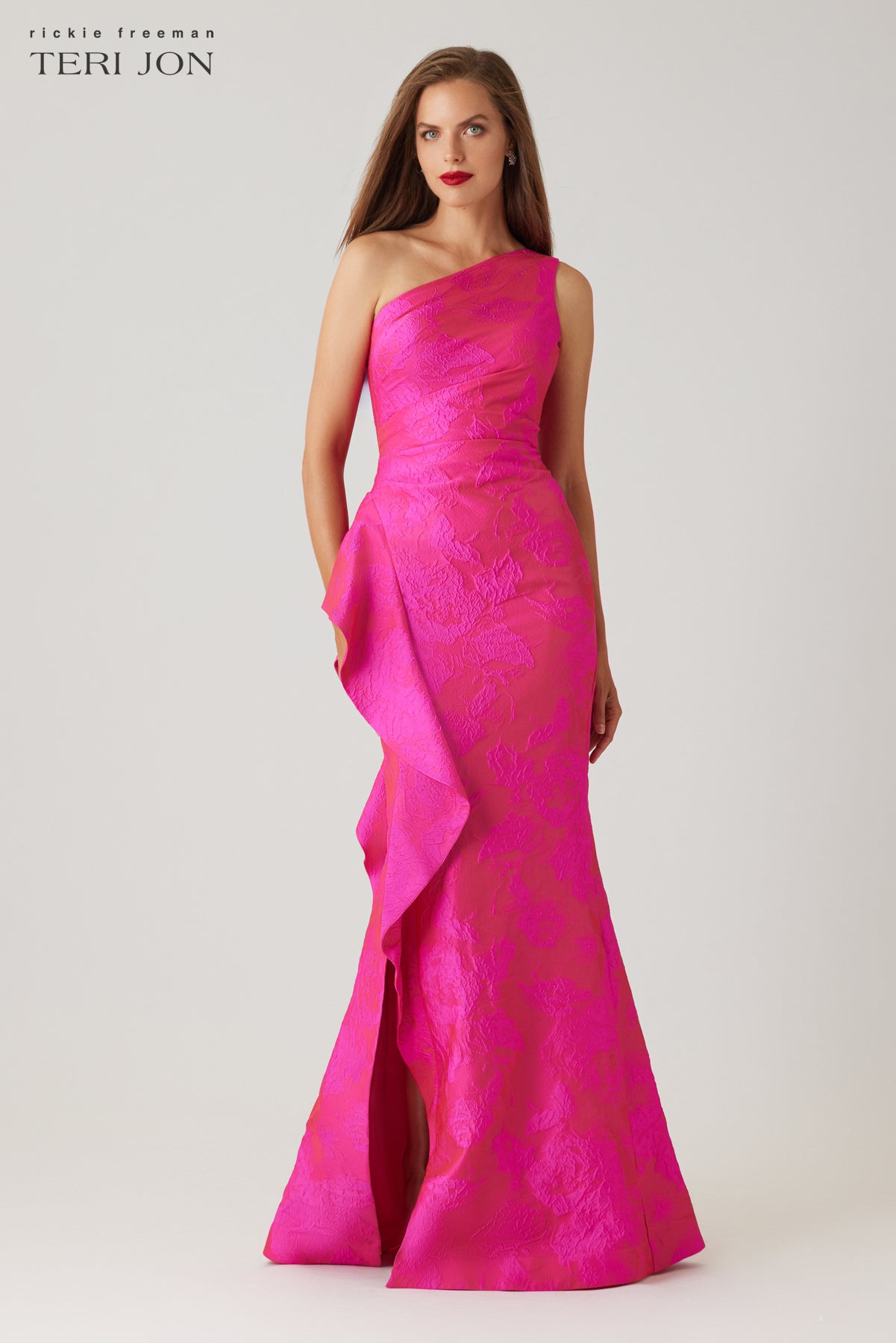 コヤンイサムチョン　アンティックローズ/ラメレース　ふんわりフリルバッグ One Shoulder Side Ruffle Gown – Terijon.com