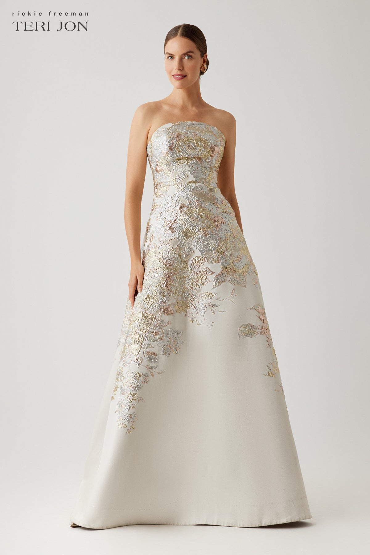 teri jon a line dress Embroidered Tulle A Line Gown Terijon.com