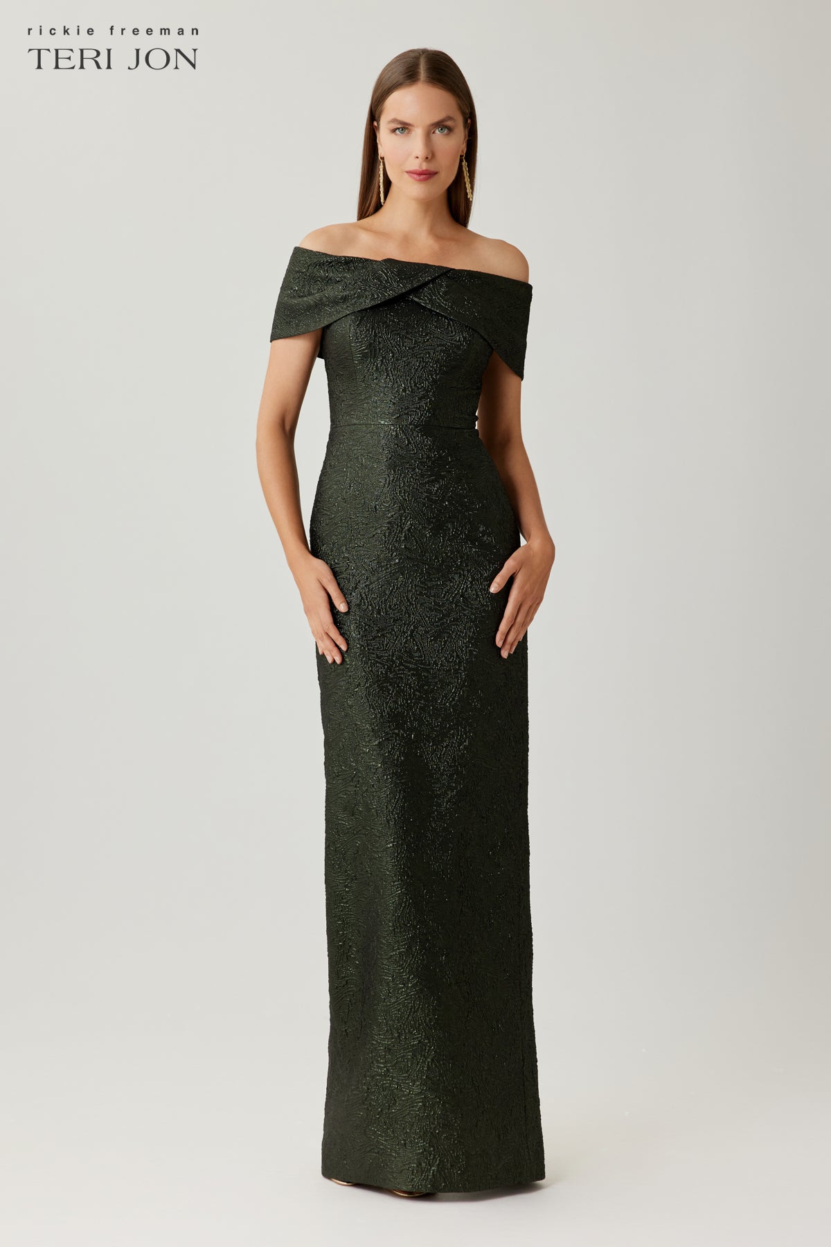 Jacquard Envelope Bodice Off The Shoulder Gown – Terijon.com