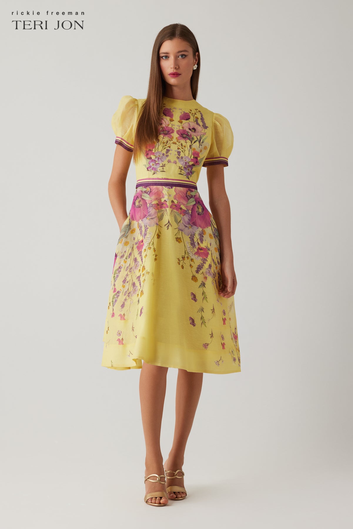 chinese dress ladies Silk Linen Short Sleeve Floral Print Dress – Terijon.com