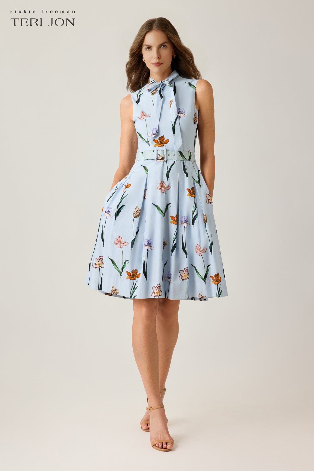 teri jon by rickie freeman cocktail dress Teri Jon By Rickie Freeman Women's Floral Button-Front Cocktail Dress - Ivory Multi