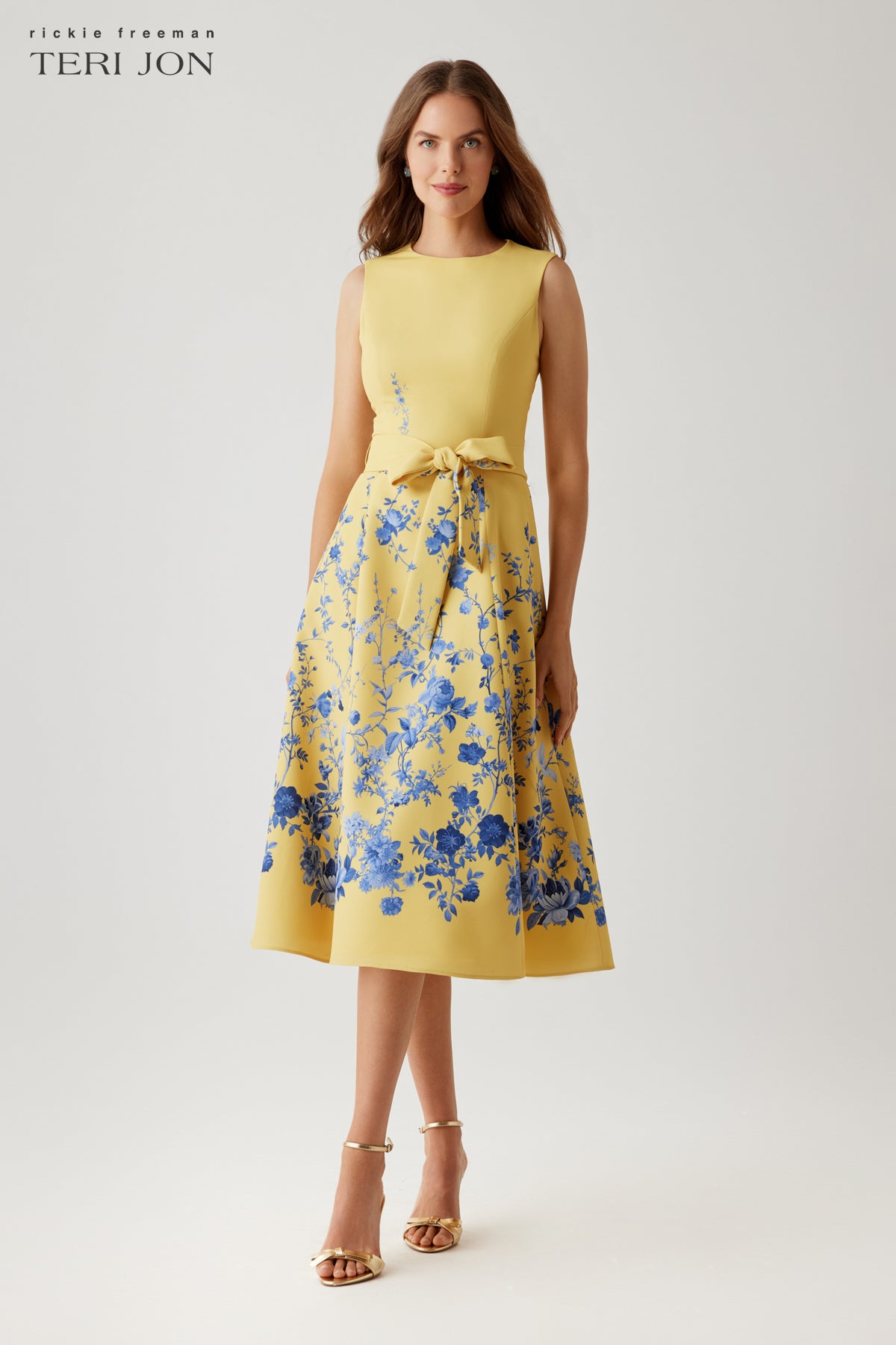 Crepe Floral Printed A-line Dress  Terijon.com