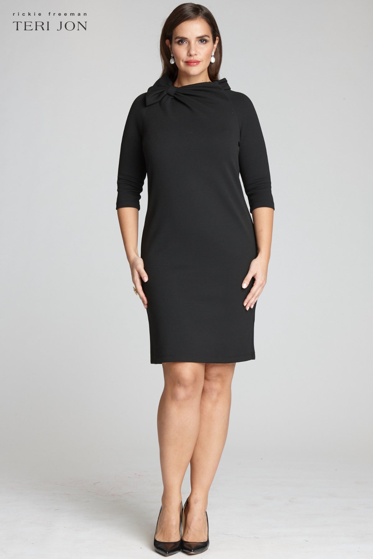 3/4 Sleeve Bow Neck Sheath Dress – Terijon.com