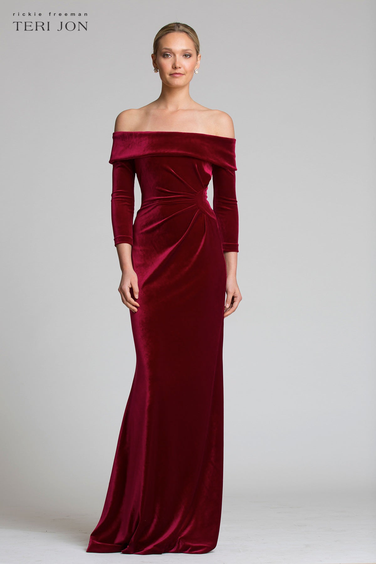 velvet off shoulder dress long sleeve Long Off Shoulder Formal Velvet Dress