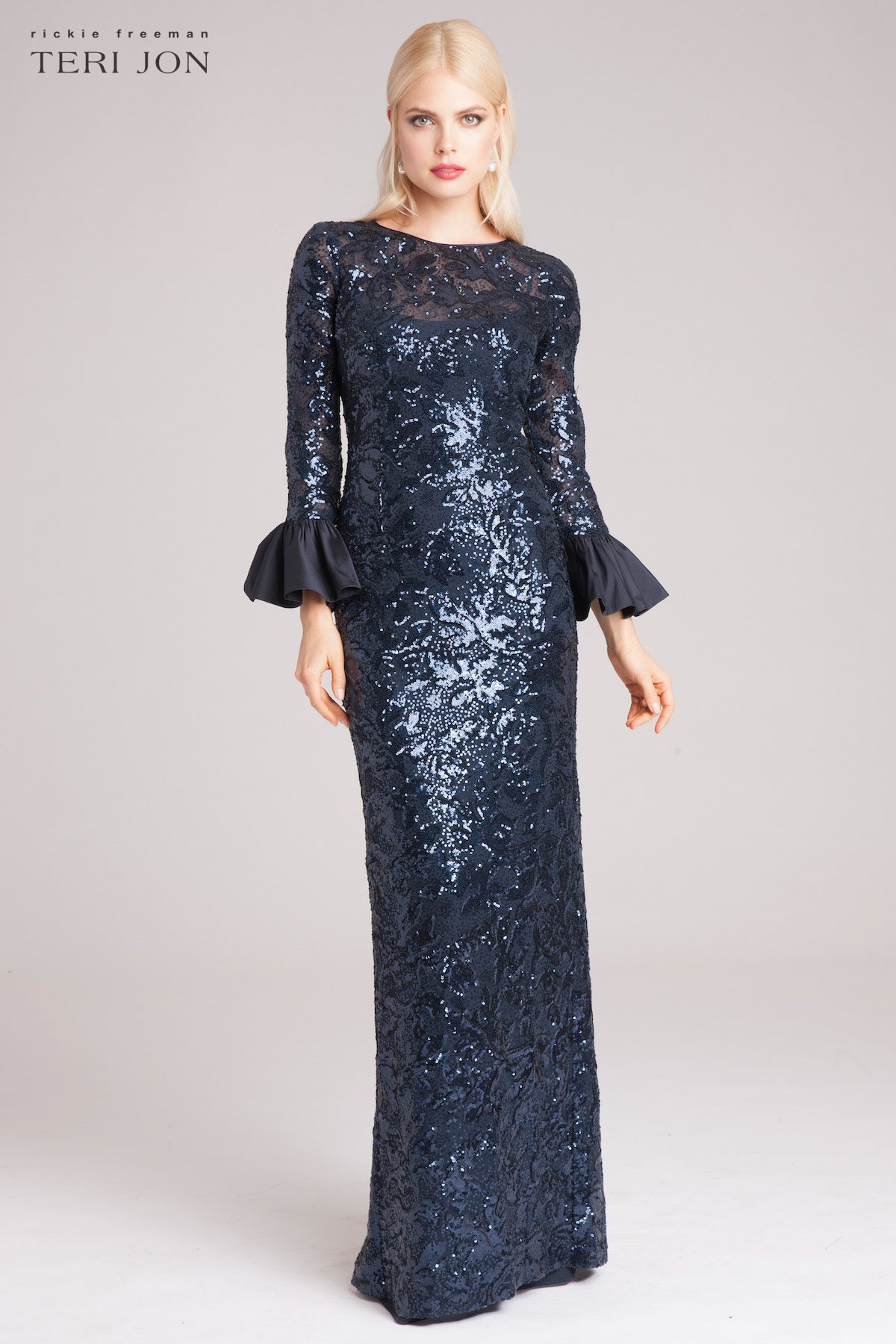 Jovani 22843 | Glitter Fitted Long Sleeve Dress