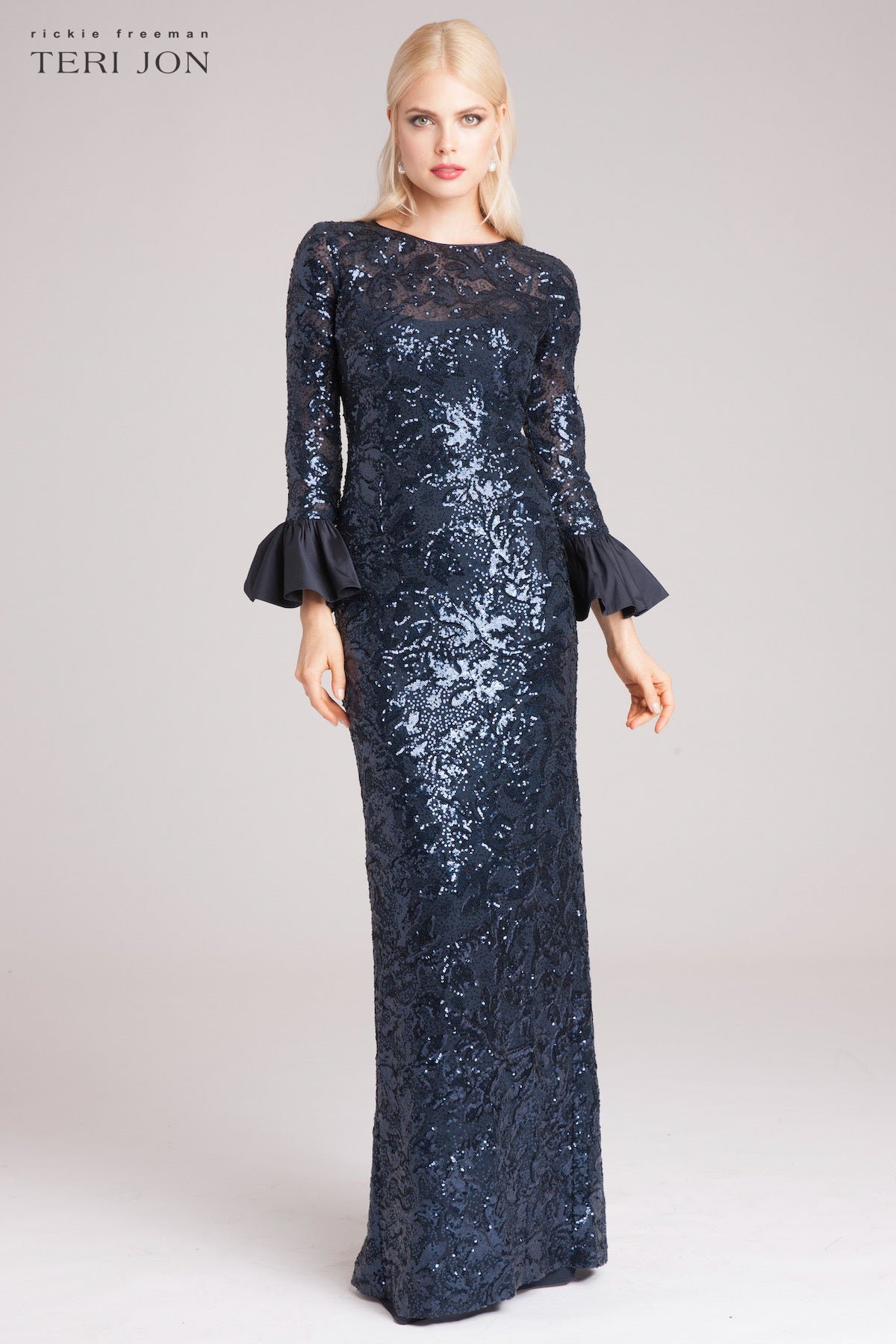 3/4 Sleeve Sequin Gown – THEIA