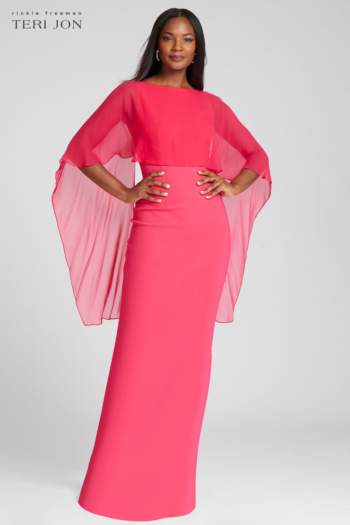 Scuba Gown with Chiffon Cape