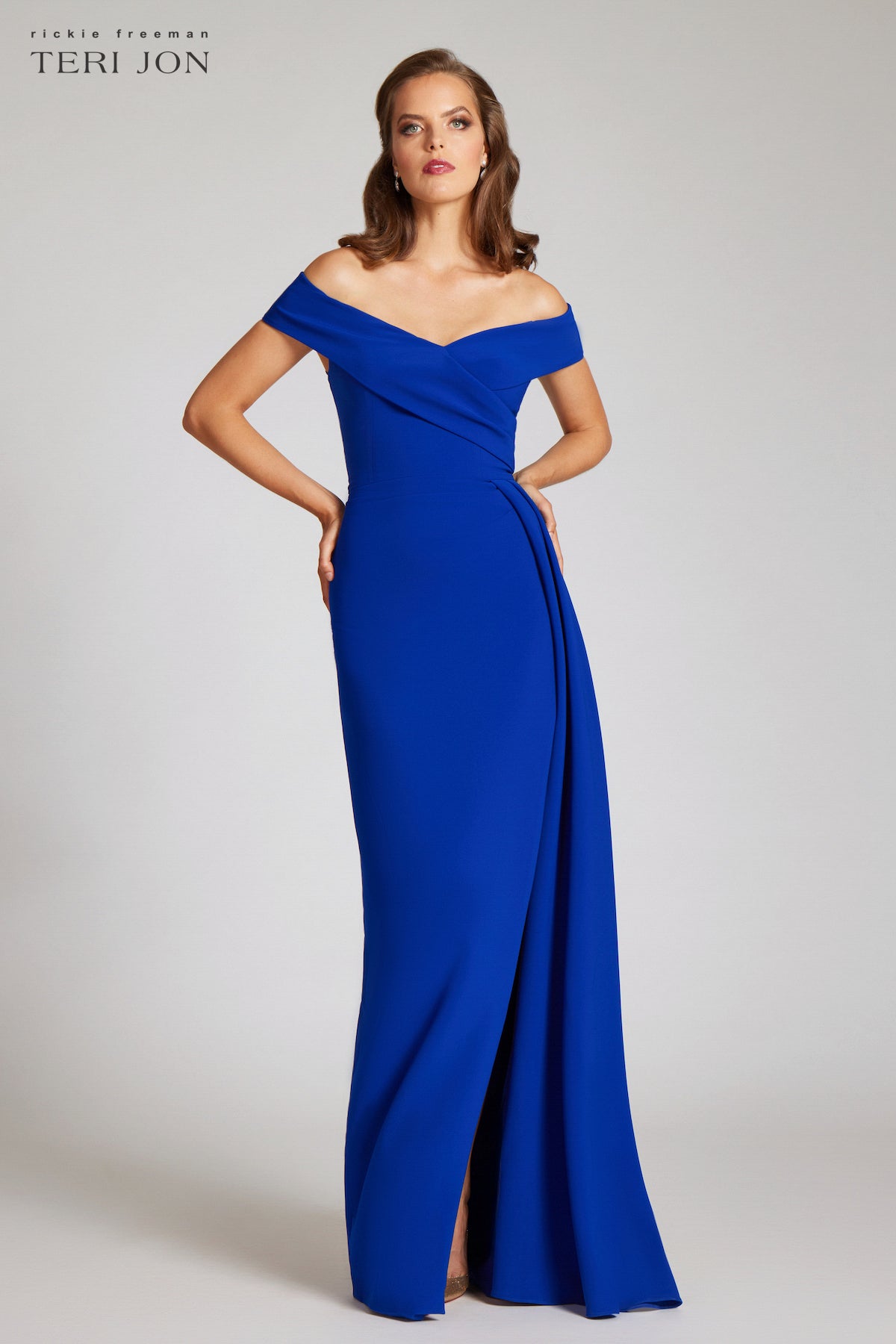 One Shoulder With Bow Trim Side Draped Gown – Terijon.com