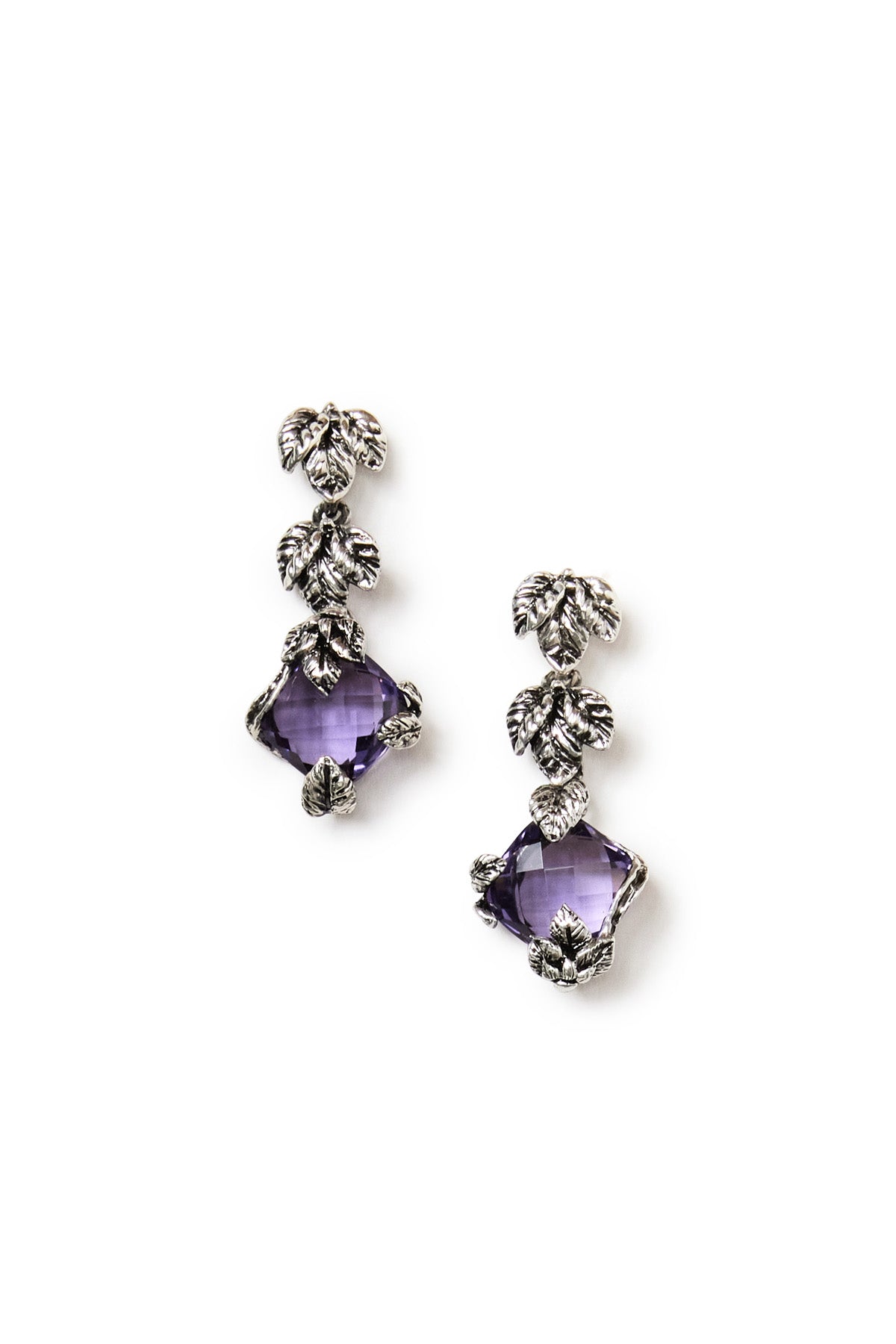Teri Jon Pendant Earrings with Amethyst Crystal Size One Size, image size:1200x1800