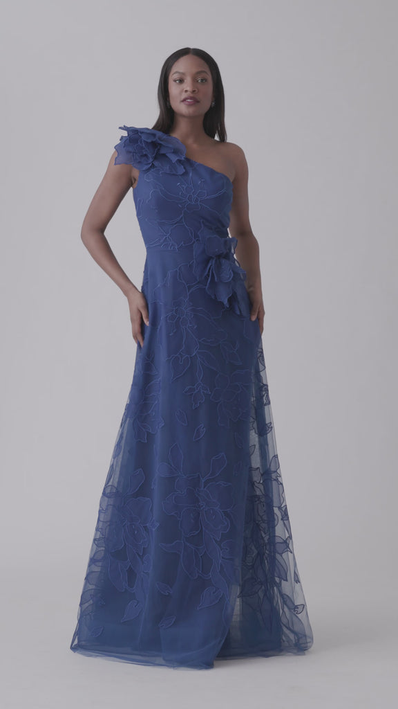 Embroidered Tulle Organza Formal Gown Terijon