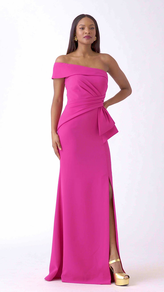 After six sleeveless stretch crepe gown sales