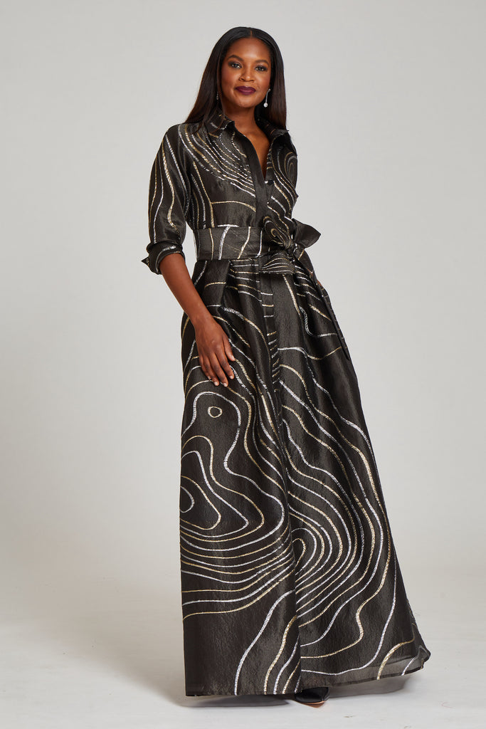 Jacquard Shirtdress Gown – Terijon.com