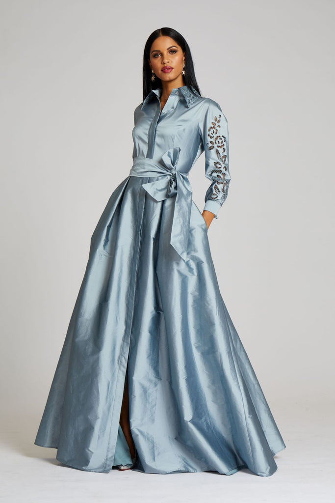 Taffeta Shirt Waist Gown | Teri Jon – Terijon.com