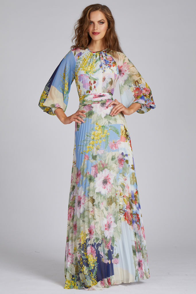 Buy online Floral Printed Flared Draped Maxi Gown from ethnic wear for  Women by Vidraa Western Store for ₹2499 at 50% off | 2024 Limeroad.com
