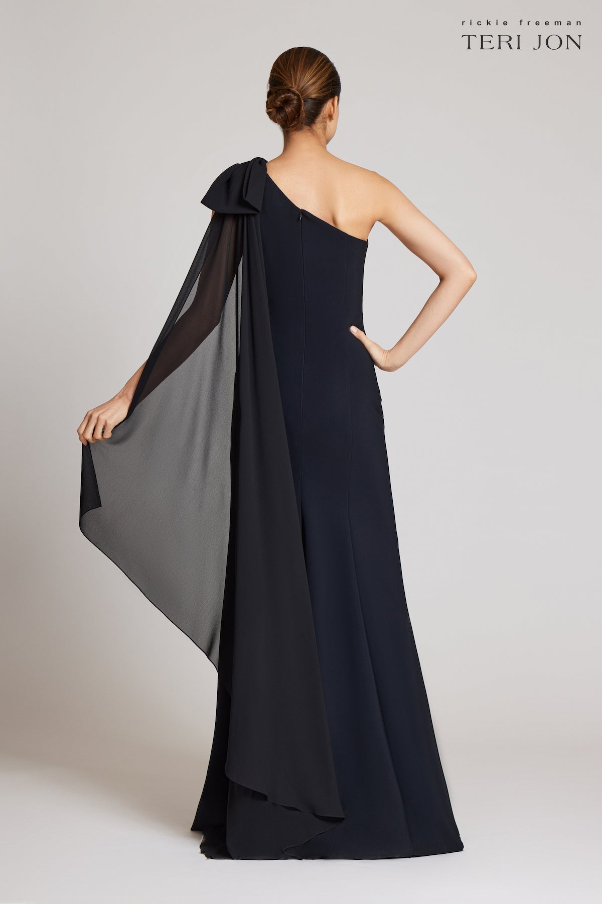 Blue One Shoulder Cape Style Asymmetric Gown 169GW23
