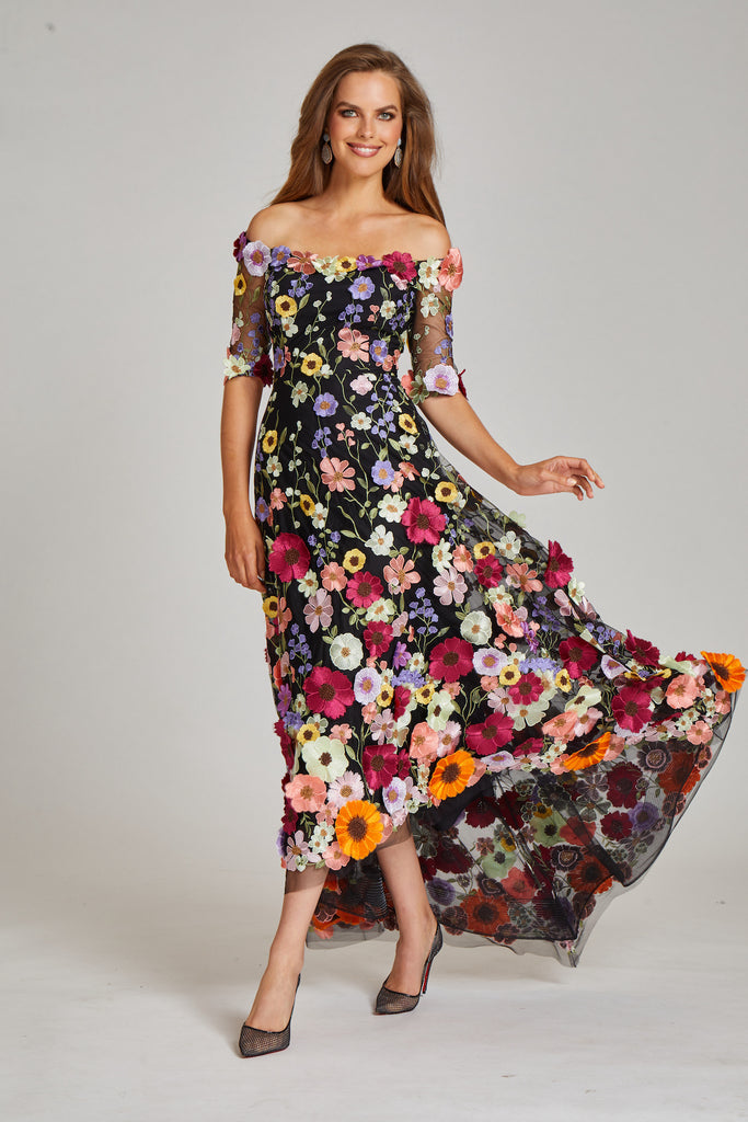 AS ELEGANT floral off shoulder maxi long dress 0267 | Shopee Philippines